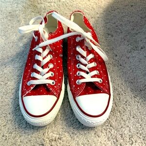 New - Converse All Star Sneakers red with white stars. Size 7